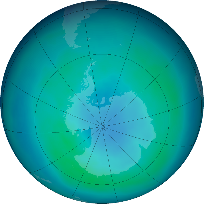 Antarctic ozone map for March 2005
